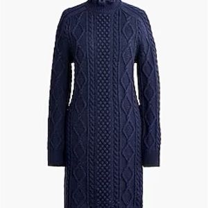 NWT J Crew Cable Knit Mini Sweater Dress navy
